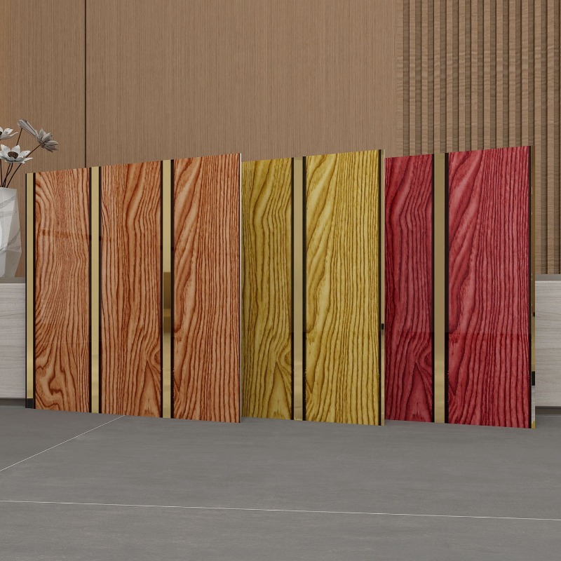 Pvc Panel Background - Luxe houten wandpanelen met gouden afwerking,